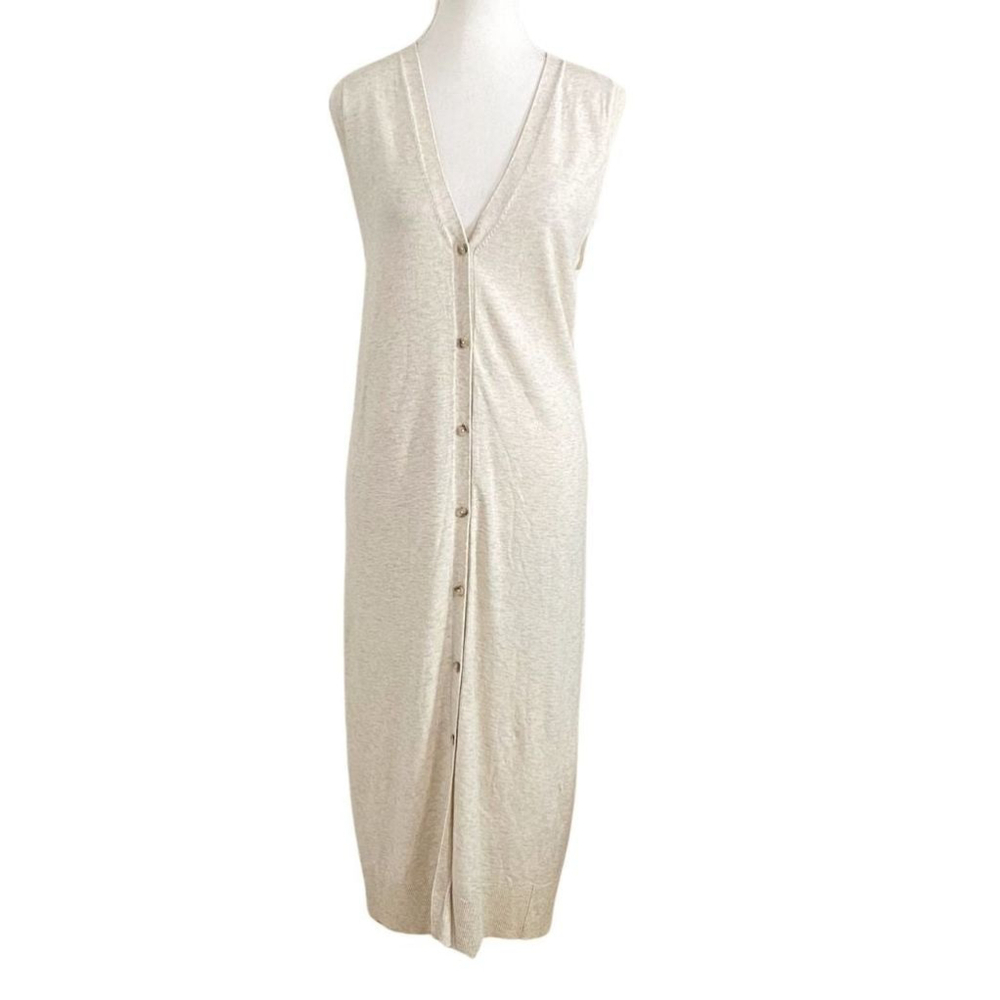 ARITZIA BABATON LENZING ECOVERO VISCOSE KNIT SLEEVELESS V-NECK BUTTON DOWN DRESS